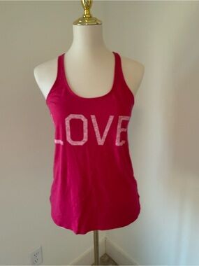 Express Women's Cotton Blend Pink LOVE Graphic Racerback Tank S